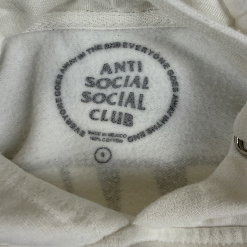 Anti Social Social Club ASSC Block White Hoodie Sweatshirt Mens Small S - Picture 4 of 8